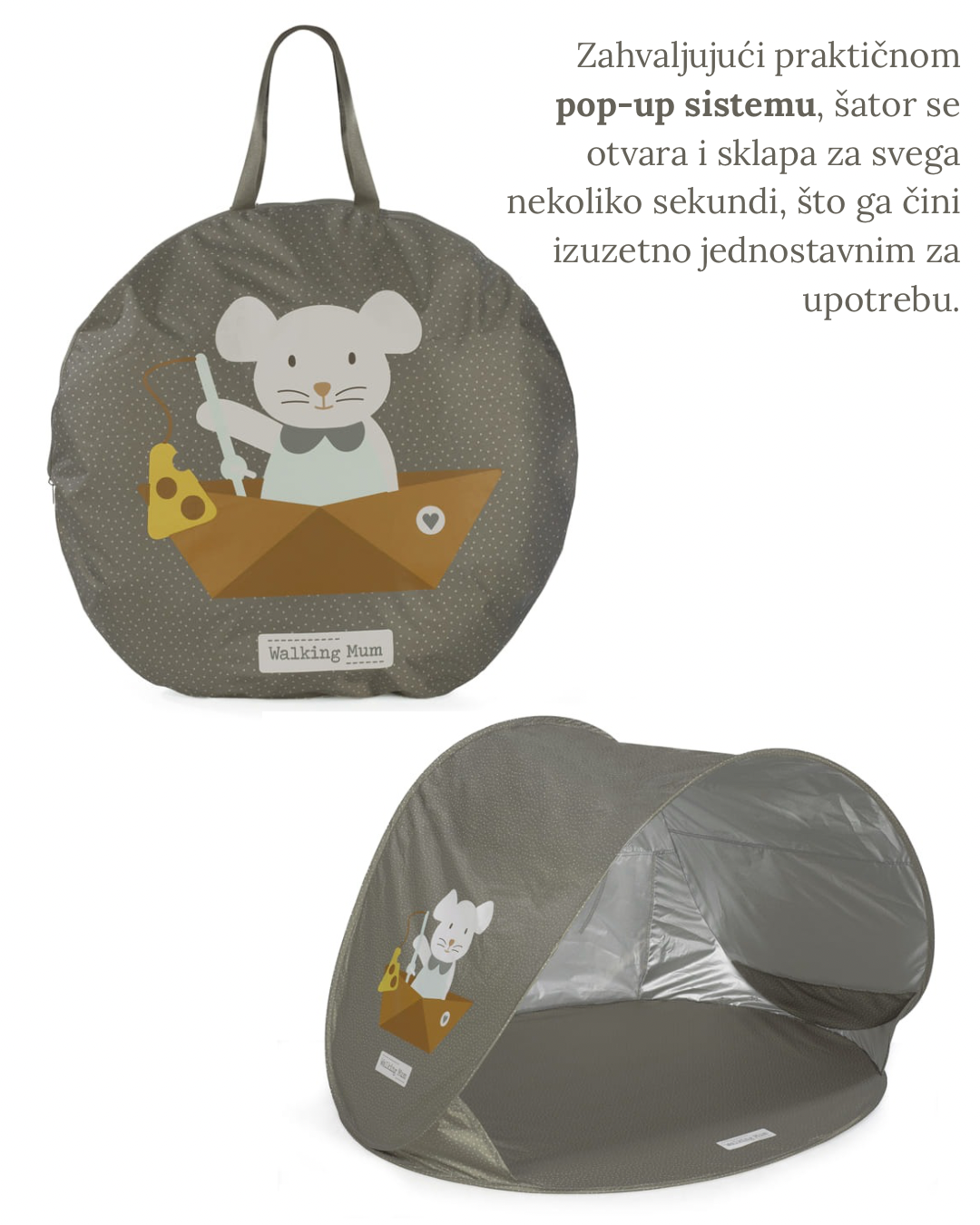 Walking Mum Poppy Moss UV šator za bebe SPF 50+