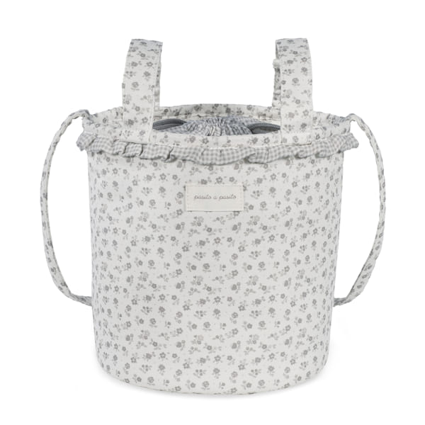 Bucket torba za kolica Little Bloom Flowers Siva